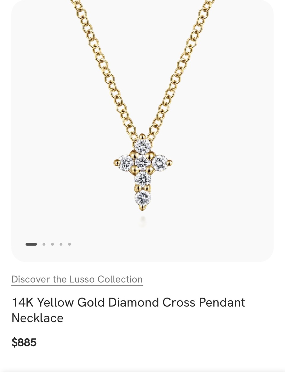 Gabriel & Co. 14K Yellow Gold Diamond Cross Necklace - Picture 6 of 8